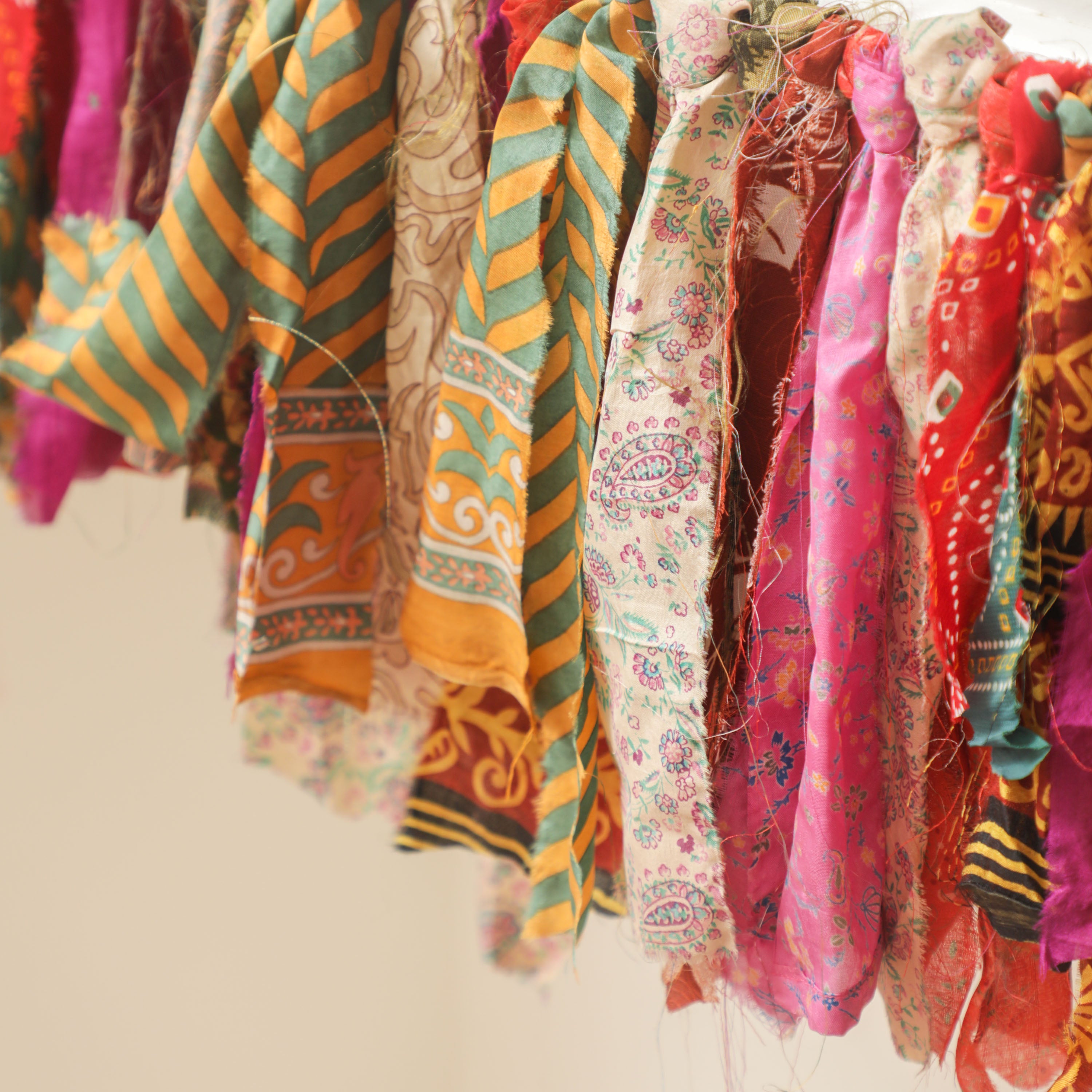 A beautiful garlands made from Indian sarees